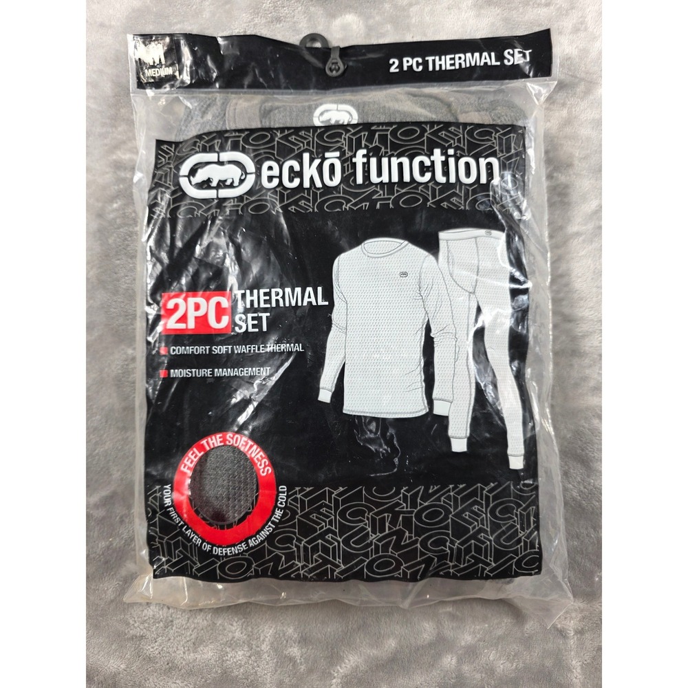 Ecko Function Thermal Set Mens‎ Medium Gray 2PC Waffle Knit Base Layer Underwear